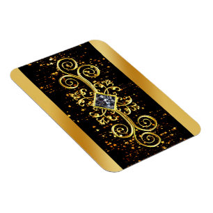 Luxe Zwarte Gouden Sierlijke Diamant Ontwerp Magneet