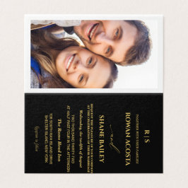 Luxe zwarte & gouden trouwuitnodiging RSVP kaart