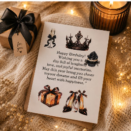 Luxe zwarte gouden verjaardagskaart voor haar | El Briefkaart