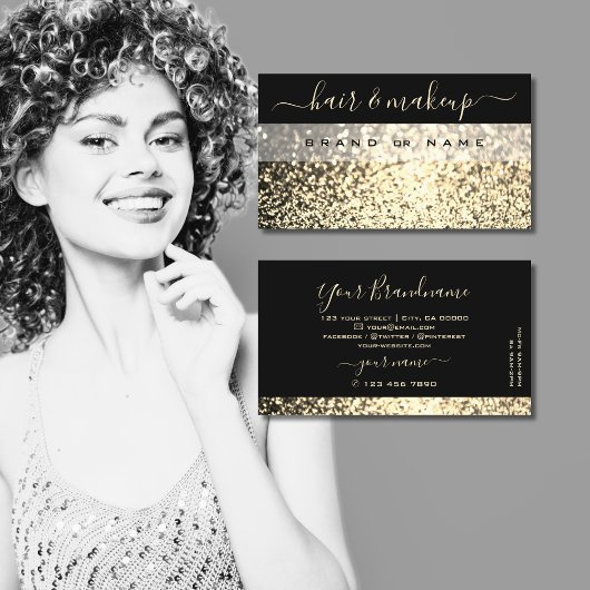 Luxe zwarte goudglitter Luxe glam Visitekaartje