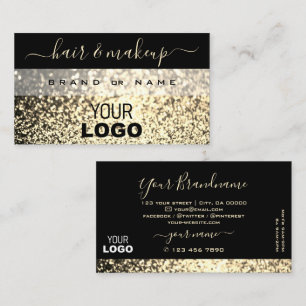 Luxe zwarte goudglitter met Logo Visitekaartje