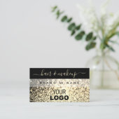 Luxe zwarte goudglitter met Logo Visitekaartje (Staand voorkant)
