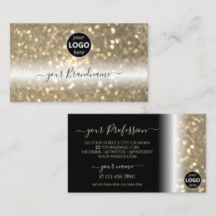 Luxe zwarte goudglitter met Logo Visitekaartje