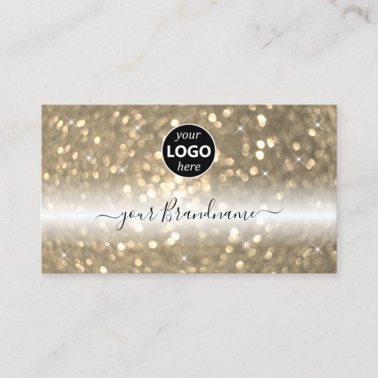 Luxe zwarte goudglitter met Logo Visitekaartje (Voorkant)