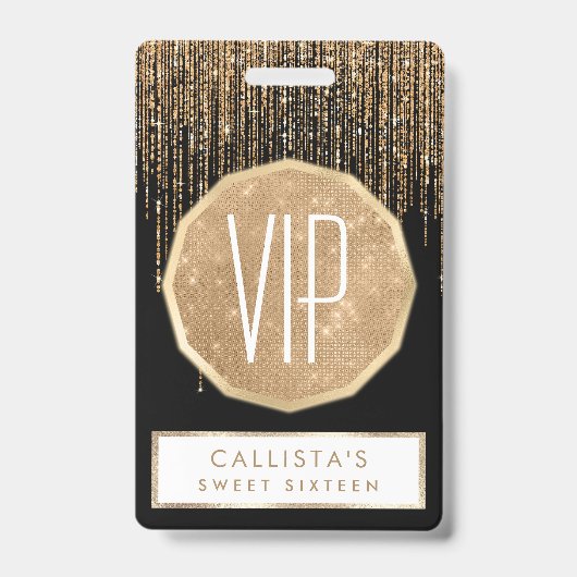 Luxe zwarte goudglitterrand badge (Front)