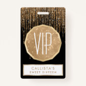 Luxe zwarte goudglitterrand badge (Voorkant)