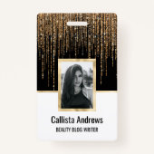 Luxe zwarte goudglitterrand badge (Voorkant)