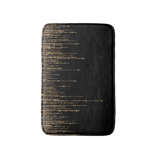 Luxe zwarte goudglitterrand badmat (Voorkant Verticaal)
