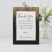 Luxe zwarte goudglitterrand bedankkaart (Staand voorkant)