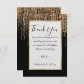 Luxe zwarte goudglitterrand bedankkaart (Voorkant / Achterkant)