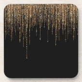 Luxe zwarte goudglitterrand bier onderzetter (Voorkant)