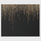 Luxe zwarte goudglitterrand cadeaupapier (Vlak)