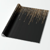 Luxe zwarte goudglitterrand cadeaupapier (Uitgerold)