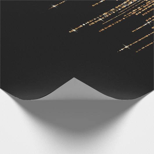 Luxe zwarte goudglitterrand cadeaupapier (Hoek)