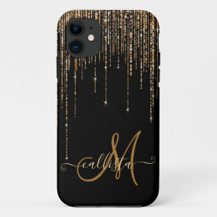 Luxe zwarte goudglitterrand Case-Mate iPhone case
