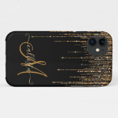 Luxe zwarte goudglitterrand Case-Mate iPhone case (Achterkant (horizontaal))