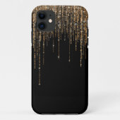 Luxe zwarte goudglitterrand Case-Mate iPhone case (Achterkant)