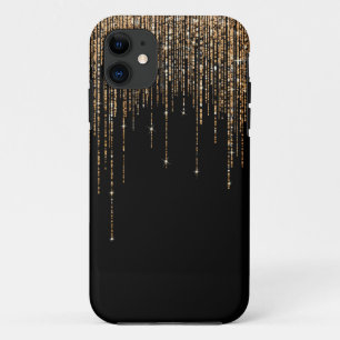 Luxe zwarte goudglitterrand Case-Mate iPhone case