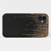 Luxe zwarte goudglitterrand Case-Mate iPhone case (Achterkant (horizontaal))