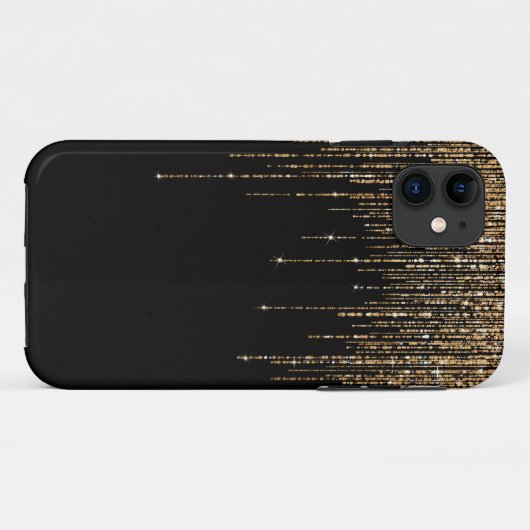 Luxe zwarte goudglitterrand Case-Mate iPhone case (Achterkant (horizontaal))