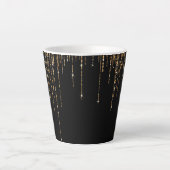 Luxe zwarte goudglitterrand latte mok (Voorkant)