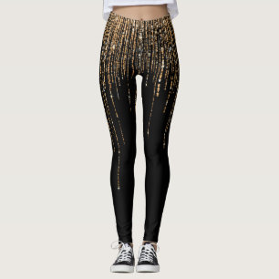 Luxe zwarte goudglitterrand leggings