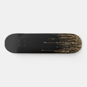 Luxe zwarte goudglitterrand persoonlijk skateboard (Horizontaal)