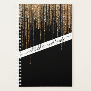 Luxe zwarte goudglitterrand planner