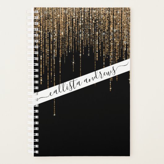 Luxe zwarte goudglitterrand planner (Voorkant)