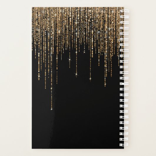 Luxe zwarte goudglitterrand planner (Achterkant)