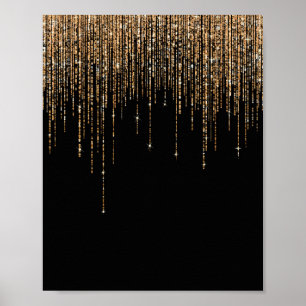Luxe zwarte goudglitterrand poster