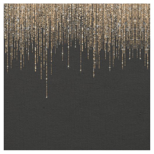 Luxe zwarte goudglitterrand stof (Close Up)