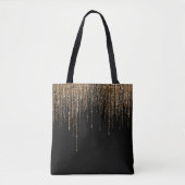 Luxe zwarte goudglitterrand tote bag (Voorkant)
