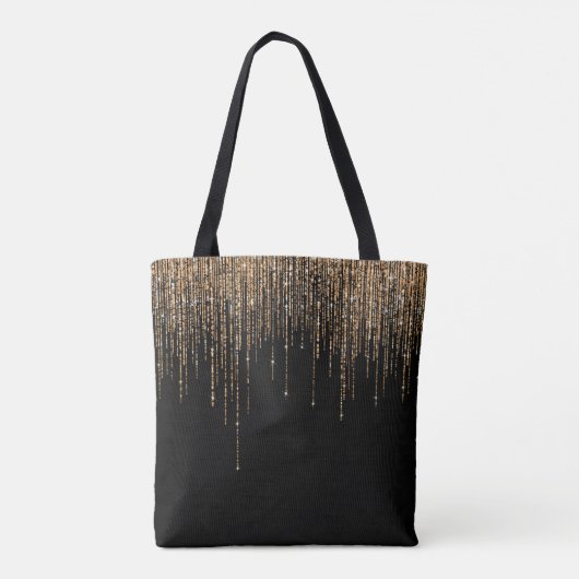 Luxe zwarte goudglitterrand tote bag (Achterkant)
