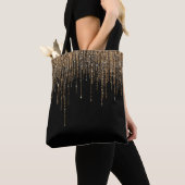 Luxe zwarte goudglitterrand tote bag (Dichtbij)