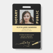 Luxe zwarte goudprofessionele notaris-ID Badge (Voorzijde)