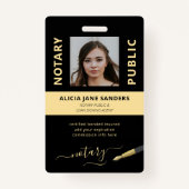 Luxe zwarte goudprofessionele notaris-ID Badge (Voorkant)
