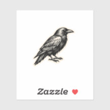 Luxe Zwarte Inkt Raven Sticker Moderne Gotische On