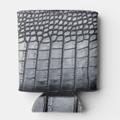 Luxe zwarte krokodil huid textuur blikjeskoeler (Achterkant)