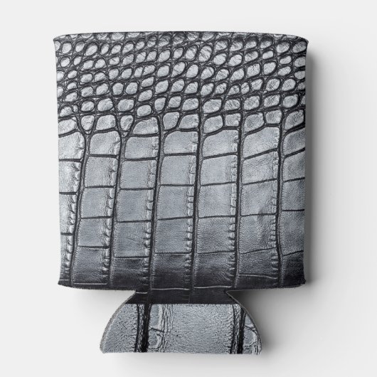 Luxe zwarte krokodil huid textuur blikjeskoeler (Achterkant)