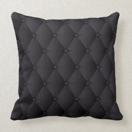 Luxe zwarte lederen look-pluis kussen