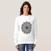 Luxe zwarte Mandala Design sweatshirt. Trui (Voorkant volledig)