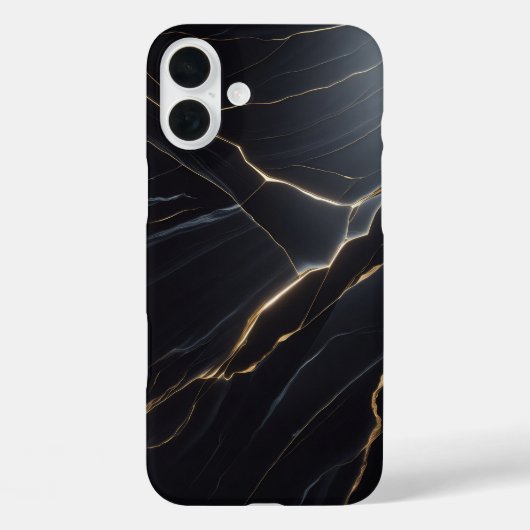 Luxe zwarte marmeren behuizing - Elegante gouden a Case-Mate iPhone Case (Achterkant)