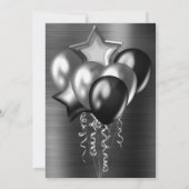 LUXE ZWARTE METALLIGE BALLOONINVITATIE KAART (Achterkant)