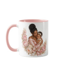 Luxe zwarte moeder en kind Moederdag cadeau mok