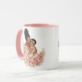 Luxe zwarte moeder en kind Moederdag cadeau mok (Voorkant links)