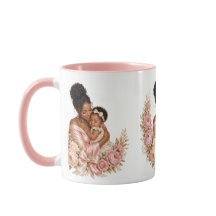 Luxe zwarte moeder en kind Moederdag cadeau mok