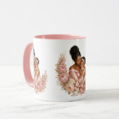 Luxe zwarte moeder en kind Moederdag cadeau mok (Voorkant links)