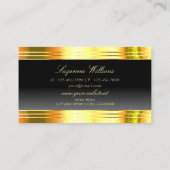 Luxe zwarte ombre gouden randen met monogram visitekaartje (Achterkant)