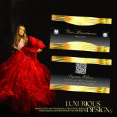 Luxe zwarte ombre gouden randen met QR-code Visitekaartje